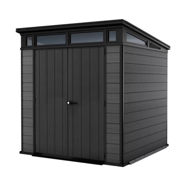 Keter Cortina 7 x 7 ft Resin Storage Shed – Outdoor Plastic Garden Shed, Grey