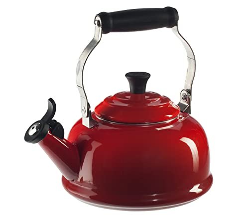 Enamel On Steel Whistling Tea Kettle, 1.7 qt., Cerise