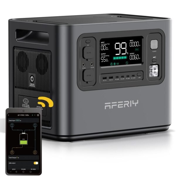 AFERIY P210 Solar Generator 2048Wh 2400W (4800W Peak) – LiFePO4 Portable Power Station for Home & RV