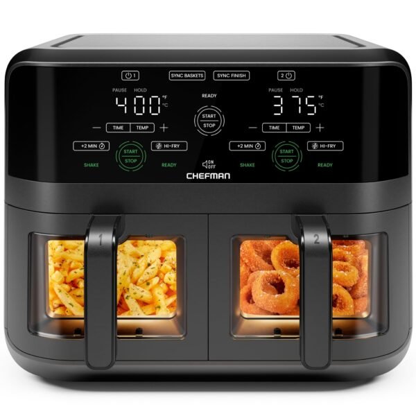6 Quart Dual Basket Air Fryer Oven with Easy View Windows