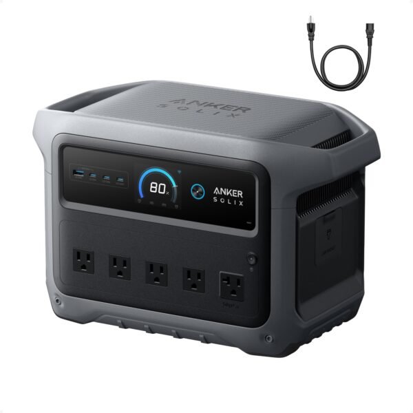 Anker SOLIX C1000 Gen 2 Portable Power Station 1024Wh 2000W – LiFePO4 Solar Generator with AC Charging Cable