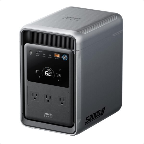 Anker SOLIX S2000 Portable Power Station 2010Wh 3000W Peak – LiFePO4 Home Backup Battery Generator
