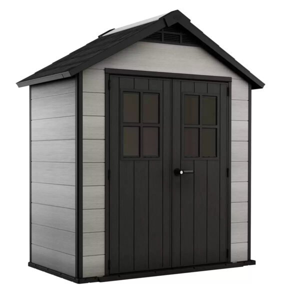 Keter Oakland 7.5 x 4 ft Resin Storage Shed – Compact Outdoor Plastic Shed, Grey