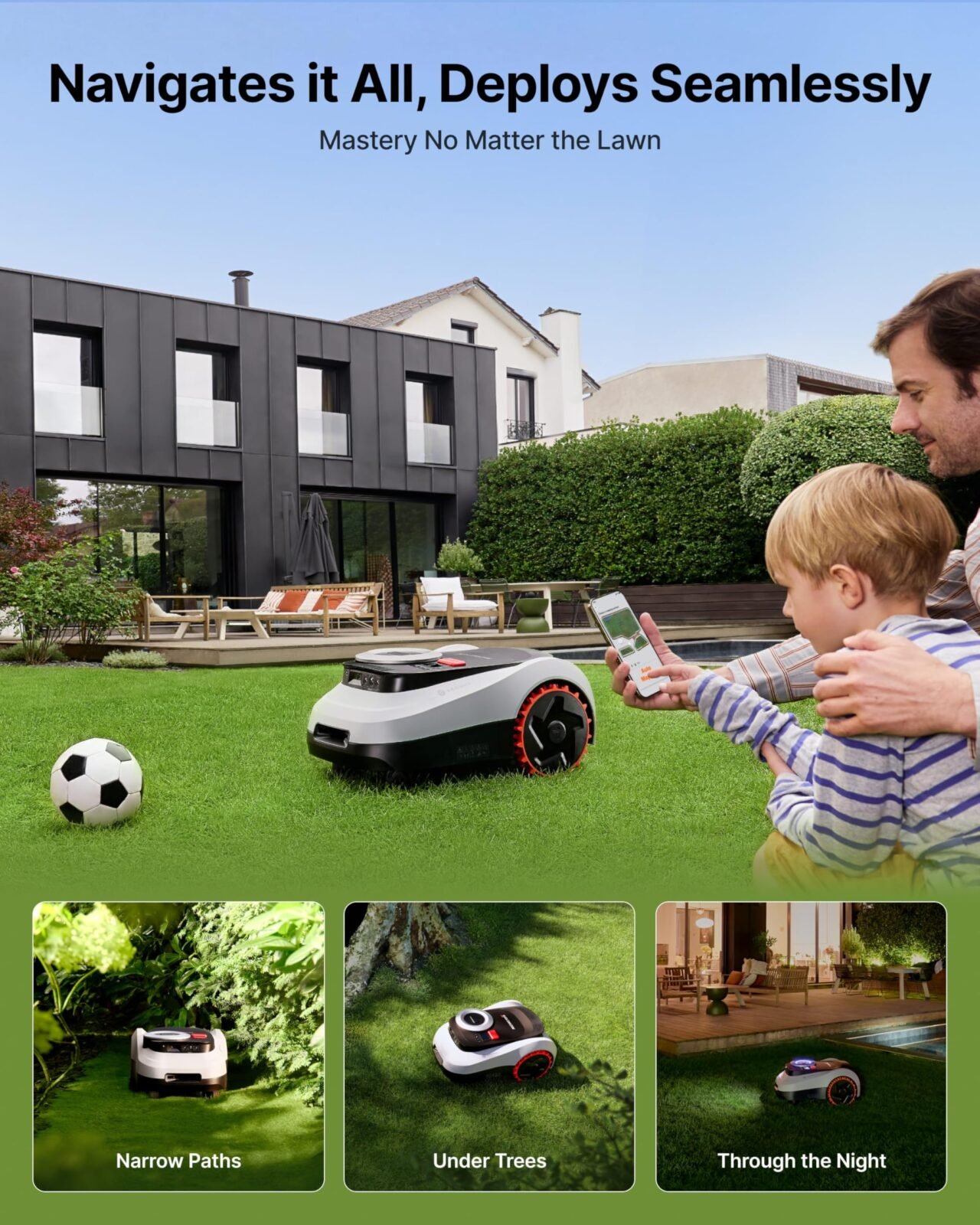 Segway Navimow i215 LiDAR Robot Lawn Mower – Wire-Free LiDAR Robotic Mower for Lawns up to 0.37 Acre