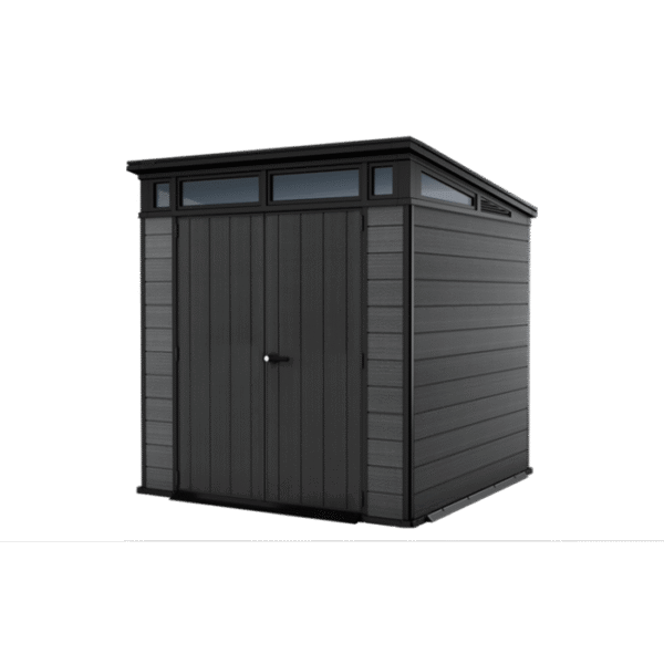 Keter Cortina 7 x 7 ft Resin Storage Shed – Heavy Duty Pent Roof Outdoor Shed, Dark Grey