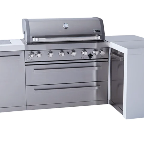 Mont Alpi 805 Deluxe 6-Burner Outdoor Kitchen Island with 90° Corner – 94 in Stainless Steel (MAi805-D90)