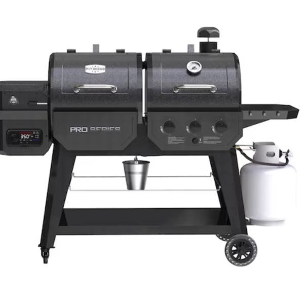 Pit Boss Pro Series Gas & Pellet Combo Grill – Wood Pellet Smoker and Propane Grill, Grey
