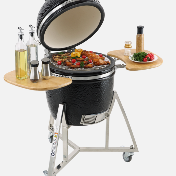 VEVOR 24 in Ceramic Kamado Grill & Smoker – Round Charcoal BBQ Grill for Outdoor Cooking