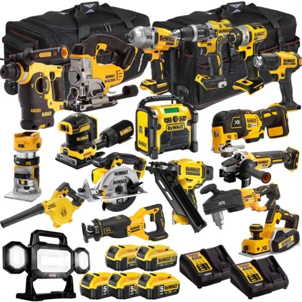 DEWALT 20V MAX XR 18 Tool Combo Kit with 5 Batteries & Charger – Cordless Power Tool Set (T4TKIT-1309)
