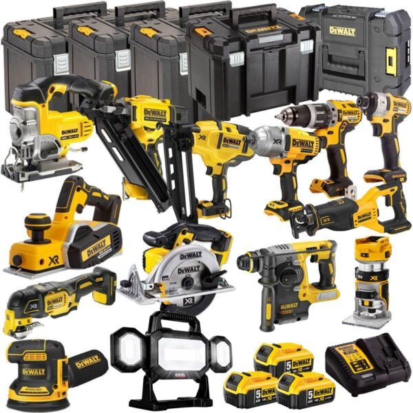 DEWALT 20V MAX XR 14 Tool Combo Kit with 3 x 5.0Ah Batteries – Hammer Drill, Impact Driver & Wrench (DEWKIT14)