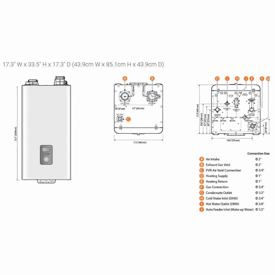 Navien NFC-250/200H Fire Tube Condensing Combi Boiler – 199,900 BTU DHW / 210,000 BTU Heating